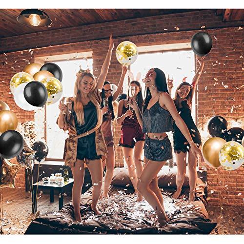 Balloon Arch & Garland Kit, 120Pcs Black, White, Gold Confetti and Metal Latex Balloons with 1pcs Tying Tool, Balloon Strip Tape - If you say i do