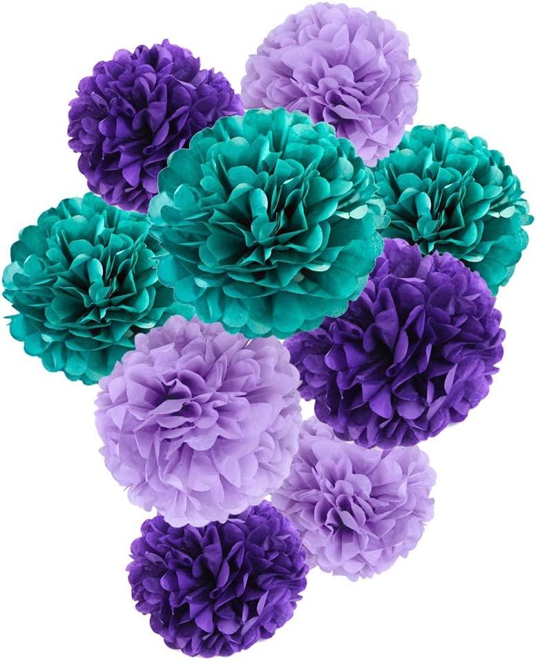 9pcs Paper Pom Poms Flowers Mermaid Party Under The Sea Decor Birthday Baby Shower Wedding Party Decoration - If you say i do
