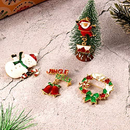 9 Pieces Christmas Brooch Pin Set with Rhinestone Crystal Christmas Decorations - If you say i do