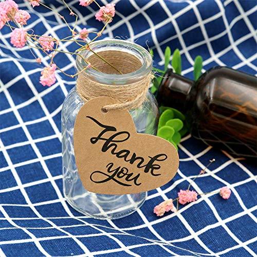 100PCS Thank You Tags 2.6" X 2" Kraft Paper Gift Tags with 100 Feet Natural Jute Twine Perfect for Valentine's Day,Baby Shower,Wedding Party Favor - If you say i do