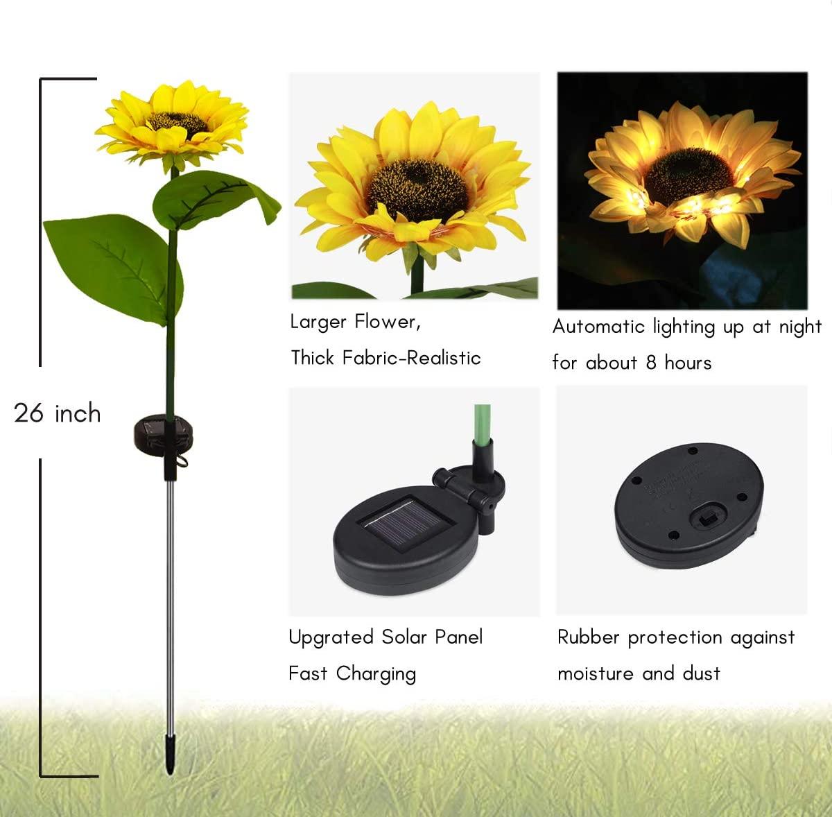 2PCS Outdoor Sunflower Solar Garden Decor Yard Stake - If you say i do