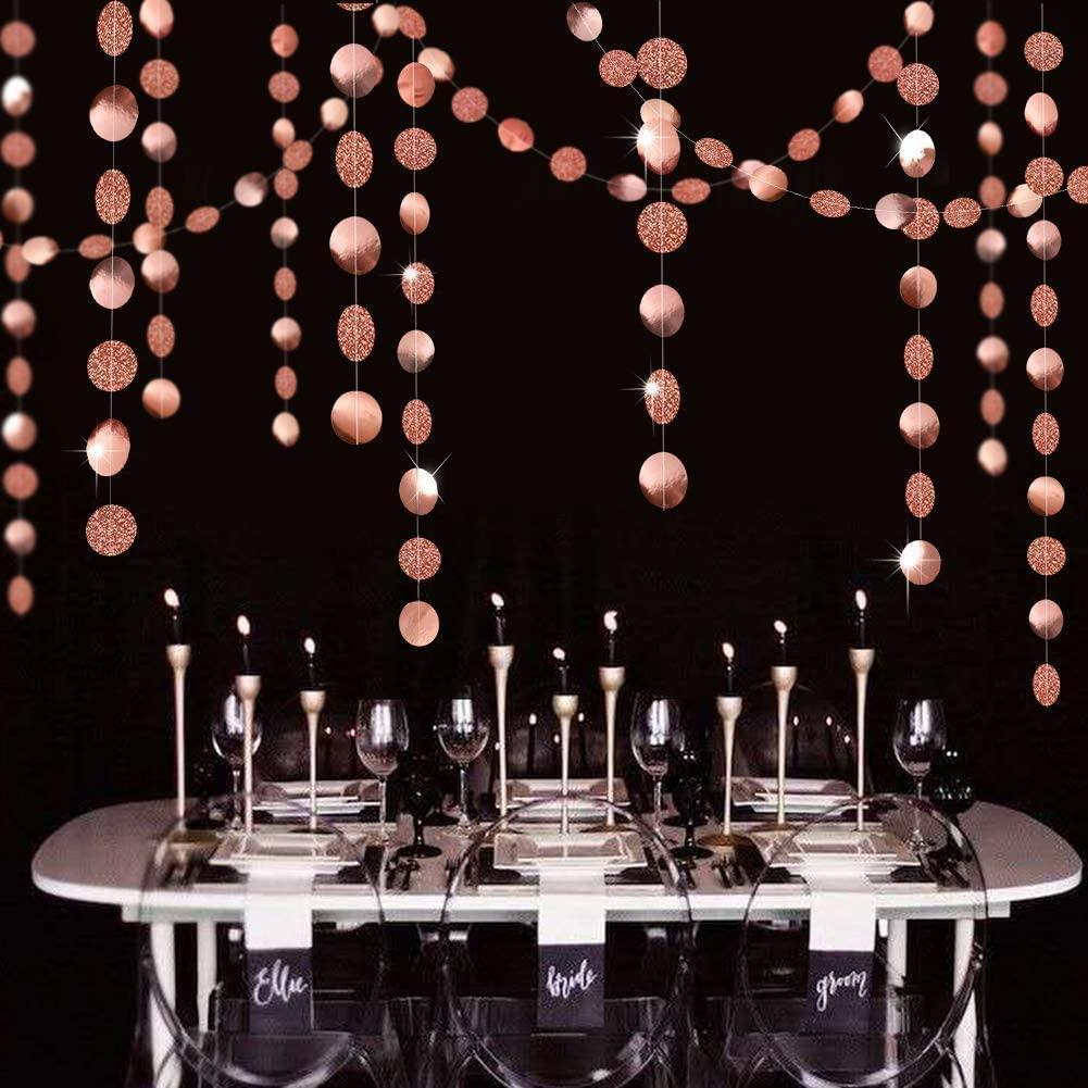 Guirlande En Papier Paillettes Cercles Et Étoiles - 52 Pieds (16 M), 4 Pièces - Décor Fête Mariage, Anniversaire - Multicolore Irisé