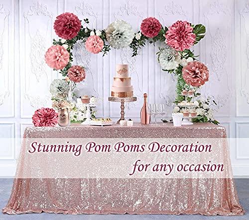 20 PCS Pink Rose Gold Party Decoration - Tissue Paper Pom Poms - Birthday Party Decoration - If you say i do