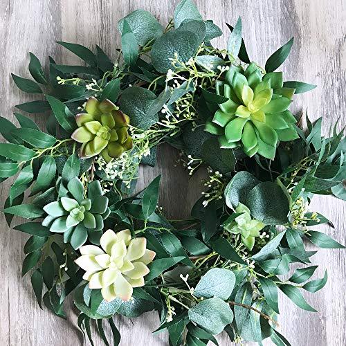 artificial succulent garland 2 Pcs Fake Greenery Garlands Artificial Silver Dollar Eucalyptus Garland in Grey Green and Willow Twigs Garland for Rustic Wedding Arch and Decoration