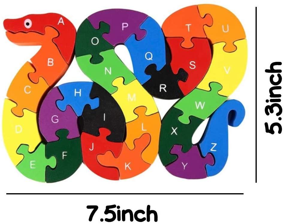 Alphabet Jigsaw Puzzle Building Blocks Animal Wooden Puzzle , Wooden Snake Letters Numbers Block Toys for Children’s Toys - If you say i do