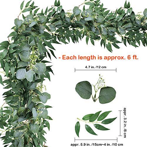 2 Pcs Fake Greenery Garlands Artificial Silver Dollar Eucalyptus Garland in Grey Green and Willow Twigs Garland for Rustic Wedding Arch and Decoration - If you say i do