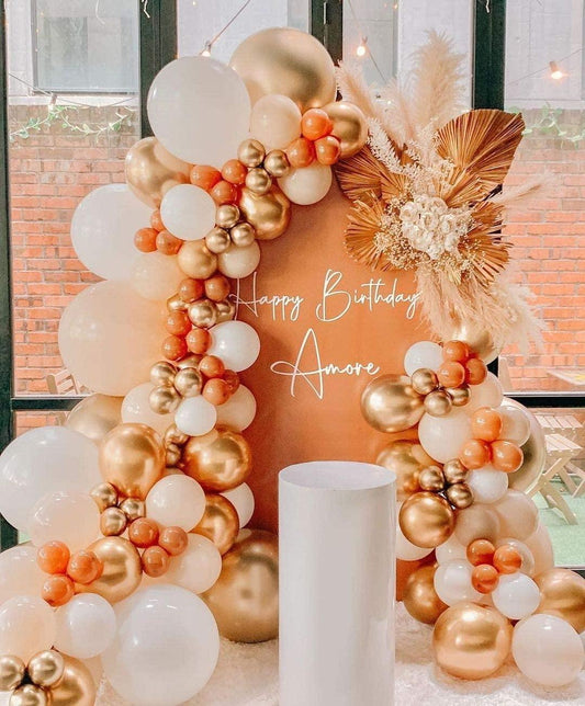 Orange with Gold Balloon Garland Arch Kit-Cream White Orange Gold Balloons for Wedding Decoration - If you say i do