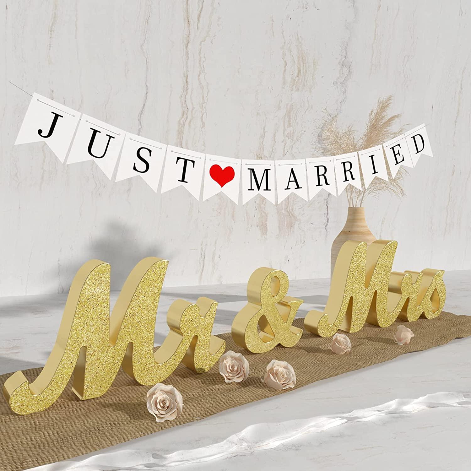 Wedding Decorations Set,Large Mr and Mrs Sign & Just Married Banner - If you say i do