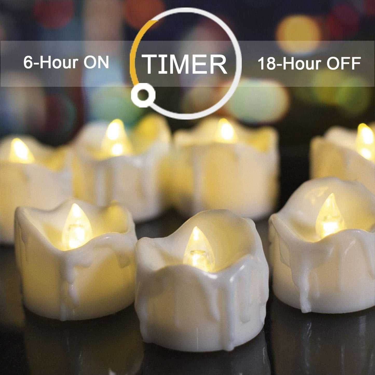 Pack of 12 Flameless Flickering Auto Tea Lights Battery Operated, Auto-On 6 Hours and Off 18 Hours Everyday, Batteries Included - If you say i do