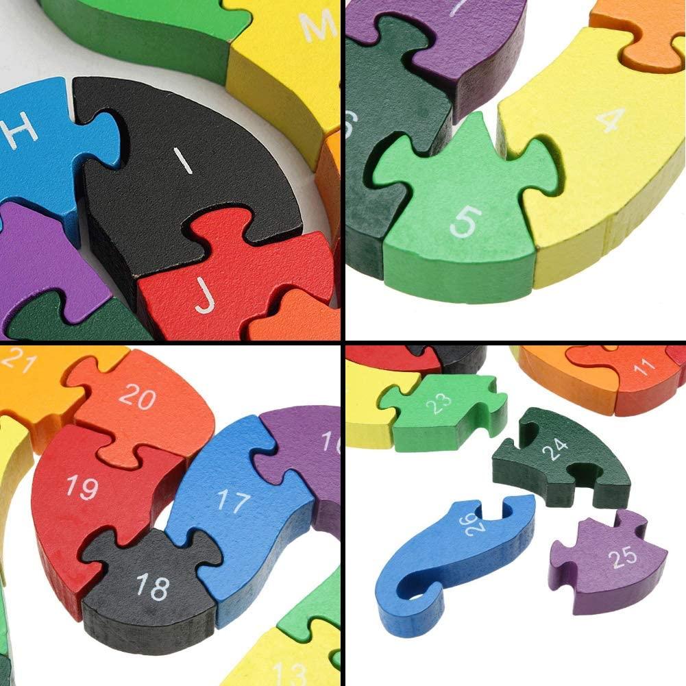 Alphabet Jigsaw Puzzle Building Blocks Animal Wooden Puzzle , Wooden Snake Letters Numbers Block Toys for Children’s Toys - If you say i do