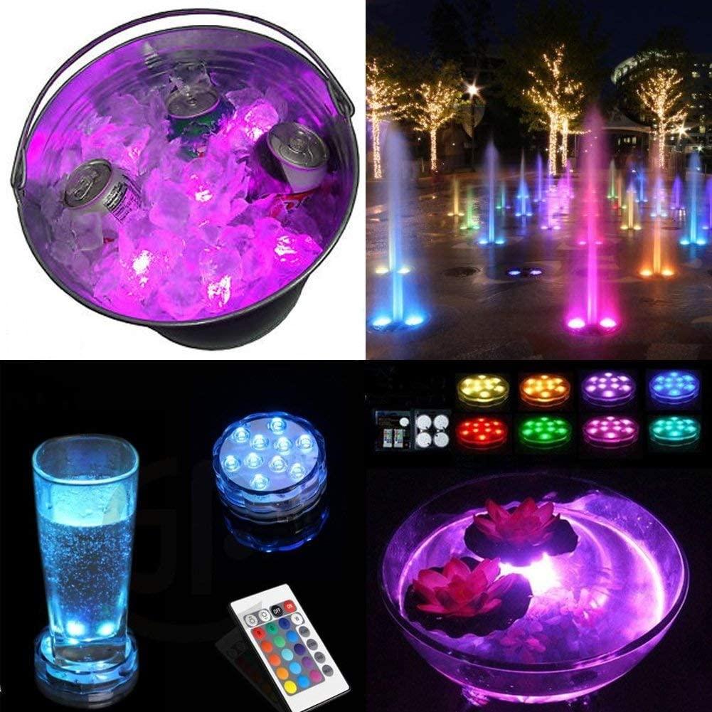 Submersible Led Lights, Remote Controlled Waterproof Multi Color Under ...