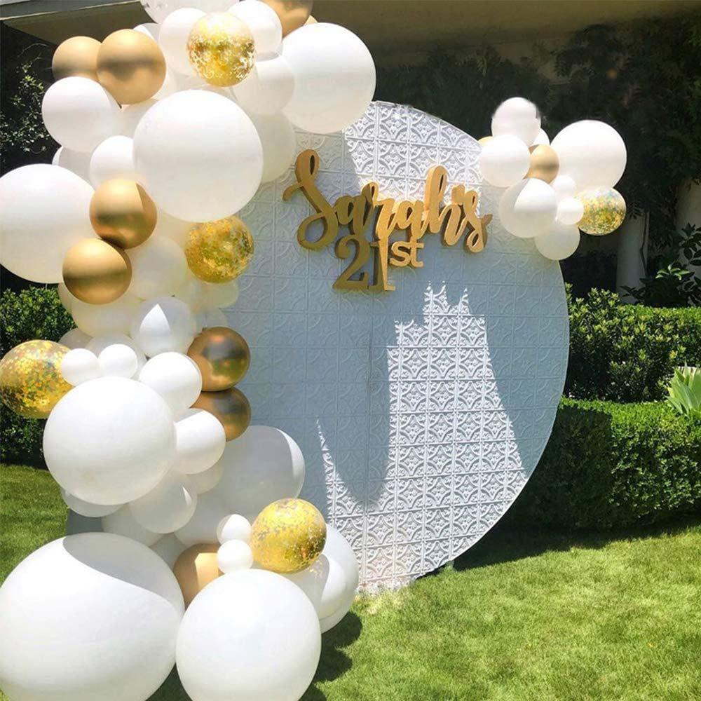 White Gold Arch Garland Kit - 124Pcs Chrome Gold White and Double Skin with White Balloons - If you say i do