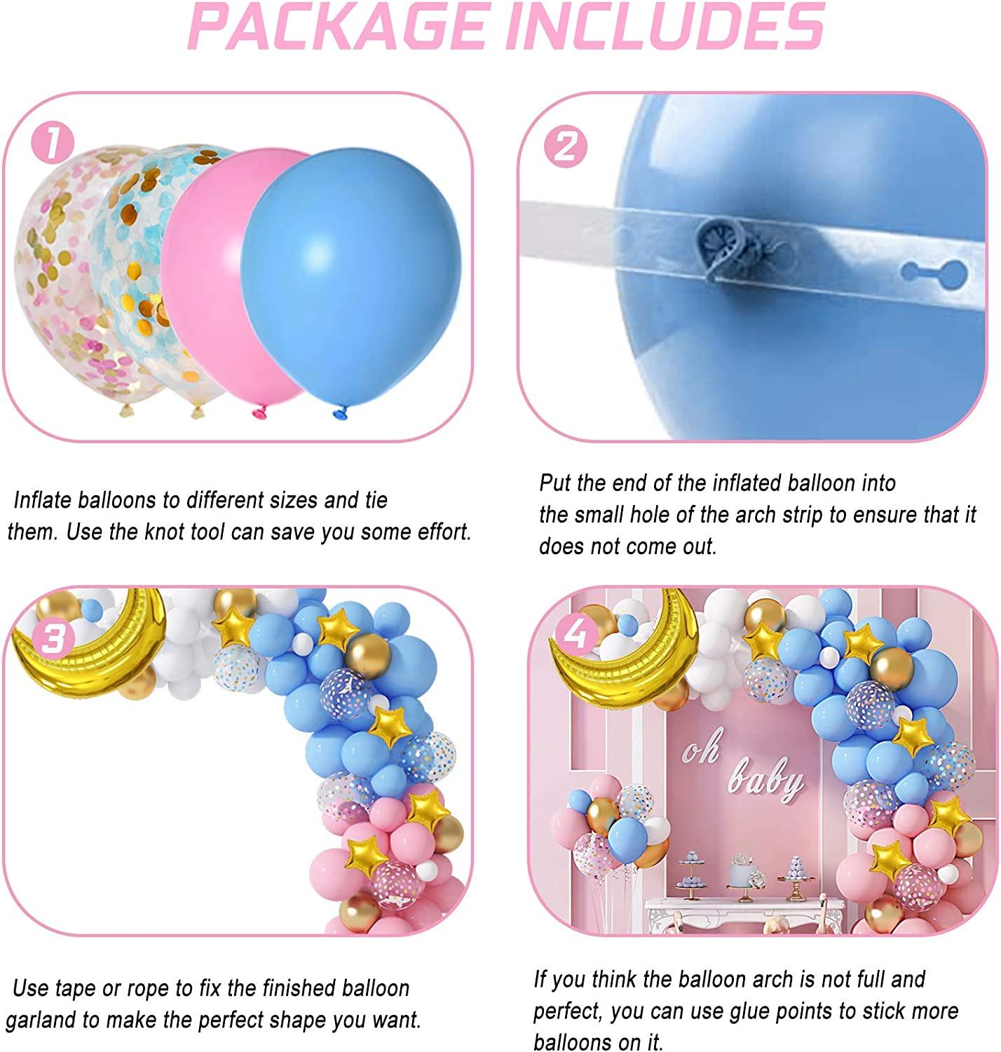 151pcs Gender Reveal Party Supplies Pink and Blue Balloon Garland Arch Kit - If you say i do