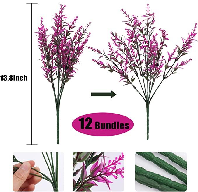 12pcs Outdoor Artificial Plant UV Resistant Fake Stems Plants, Faux Plastic Greenery for Hanging Plants Garden - If you say i do