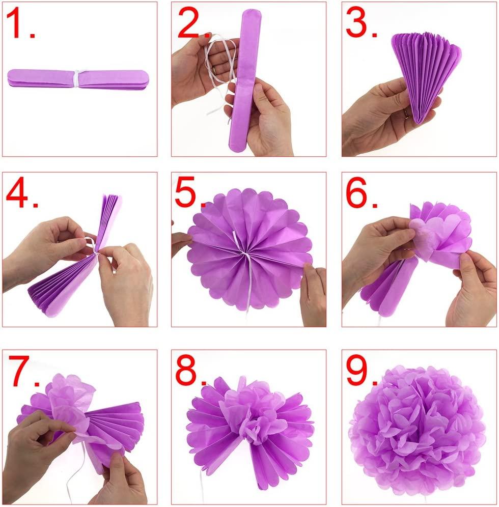 6 Lavender Tissue Pom Poms