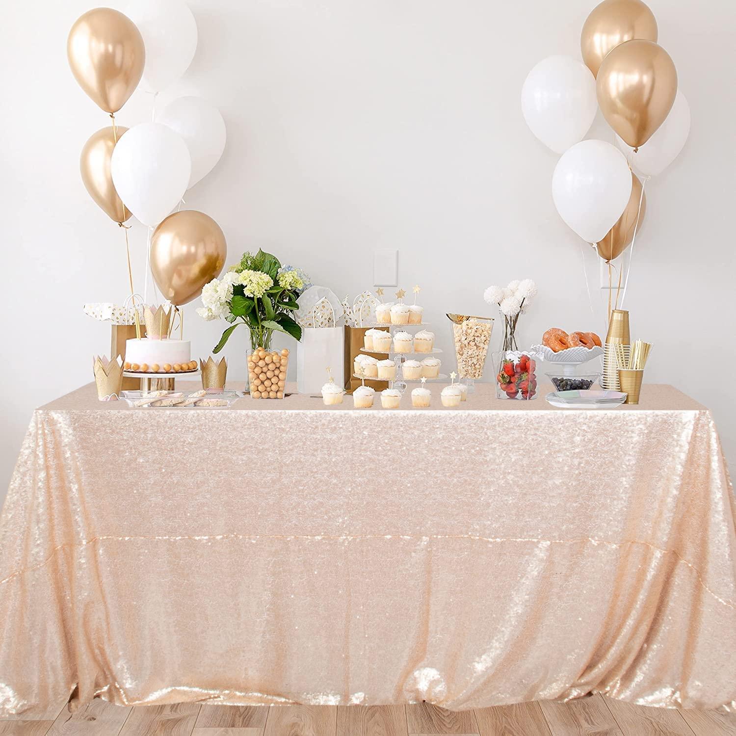60x102-Inch Rectangle Sequin Tablecloth Wine Table Cover Decorations for Weddings Party Baby Shower Decorations - If you say i do