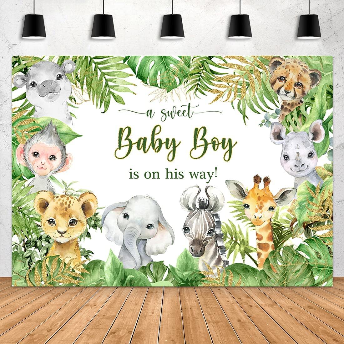 It's a boy baby shower stickers jungle safari animals bright colors