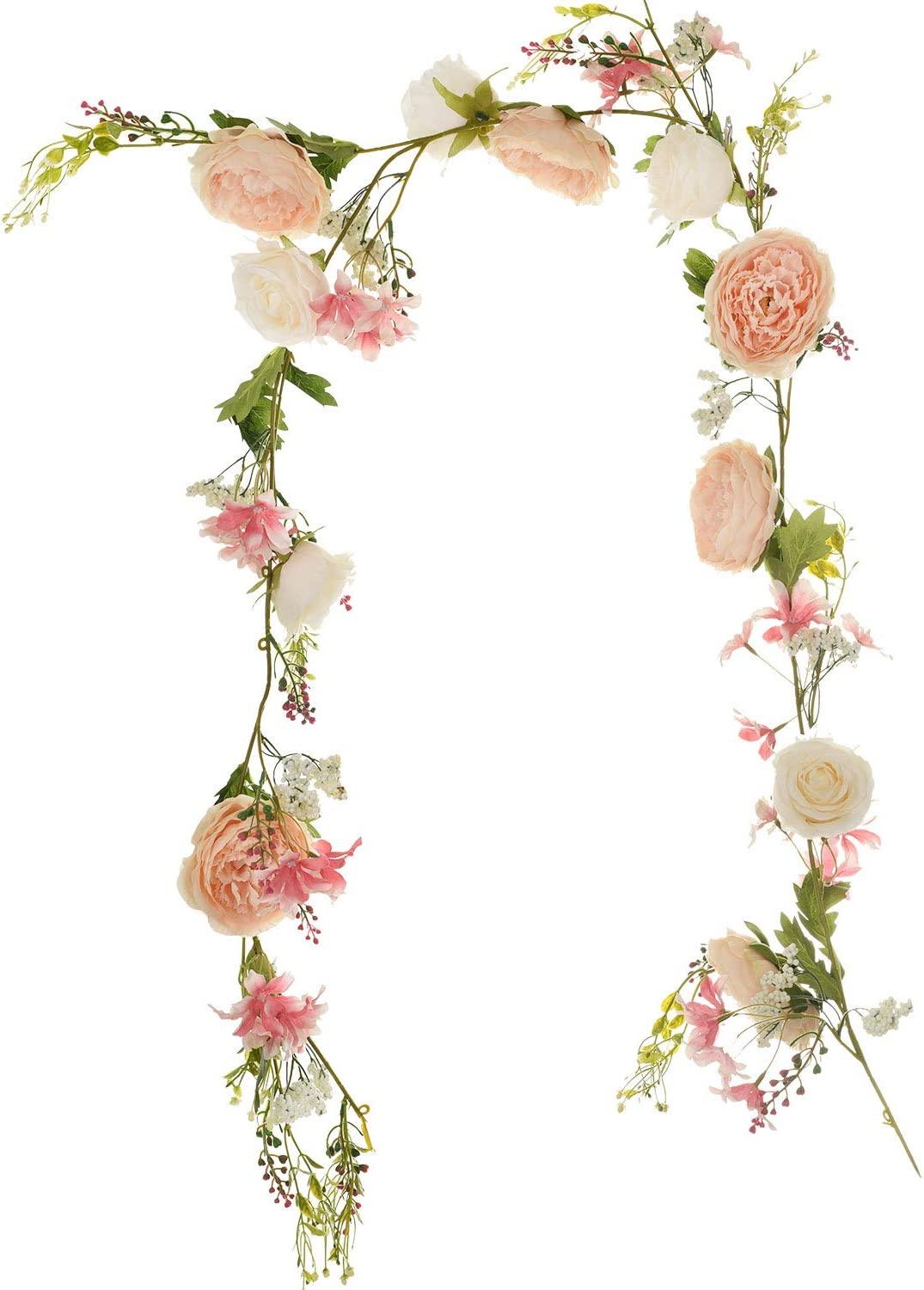 6ft Artificial Peony Garland Flowers, Floral Greenery Garland Rose Flower Vine Garland with Mixed Peony Flowers - If you say i do