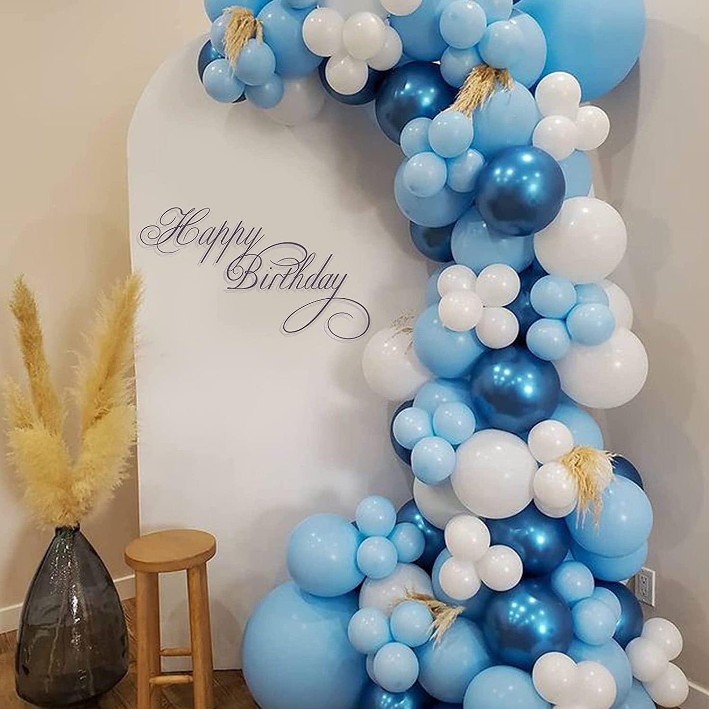 174Pcs Boy's Birthday Different Blue Macaron Size Balloons Garland Kit Dark and Baby Blue Chrome White Balloons for Baby Shower - If you say i do