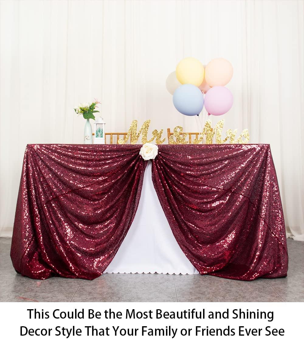 60x102-Inch Rectangle Sequin Tablecloth Wine Table Cover Decorations for Weddings Party Baby Shower Decorations - If you say i do