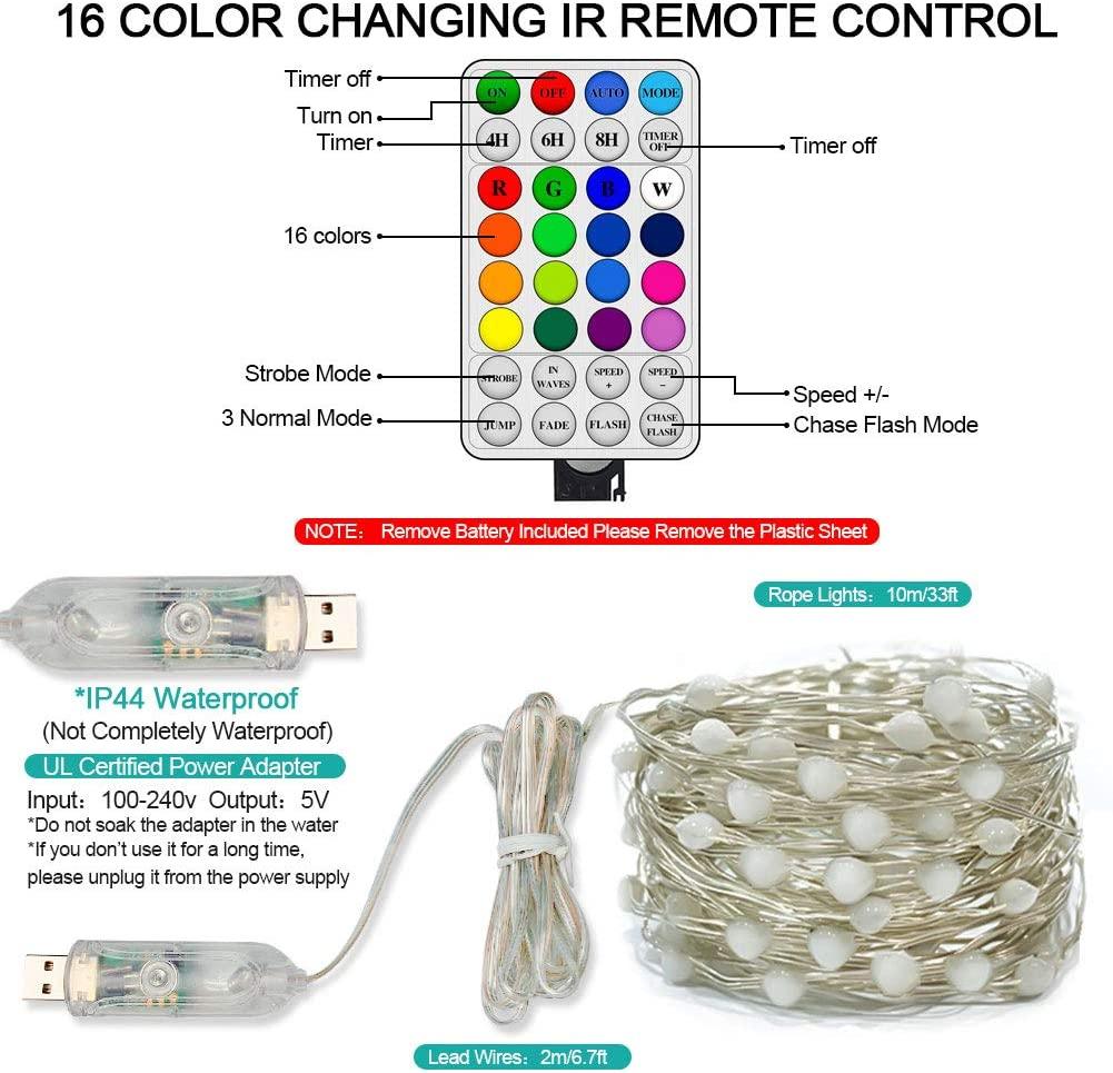 Fairy Lights for Bedroom String Lights 33 Ft 16 Colors Changing String Lights with 8 Lighting Modes Remote Control Waterproof Rope Light - If you say i do
