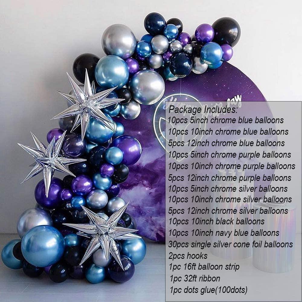 Space Birthday Decorations 125pcs Blue Purple Silver Balloons for Space Birthday Party, Baby Shower, Graduation - If you say i do