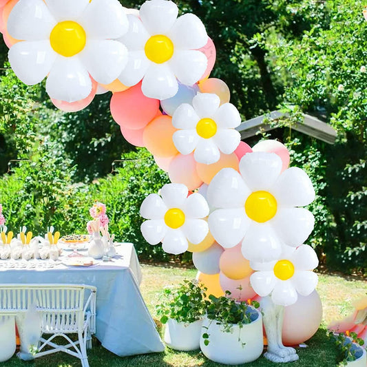 10 Pcs Daisy Balloons, Huge White Flower Aluminum Foil Balloons for Birthday, Baby Shower, Wedding, Daisy Party Decorations Supplies - If you say i do