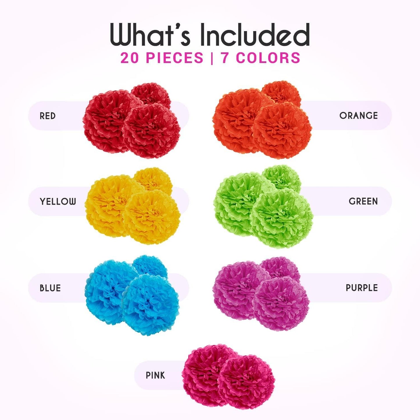 20 Pieces Tissue Paper Pom Poms Party Kit - If you say i do