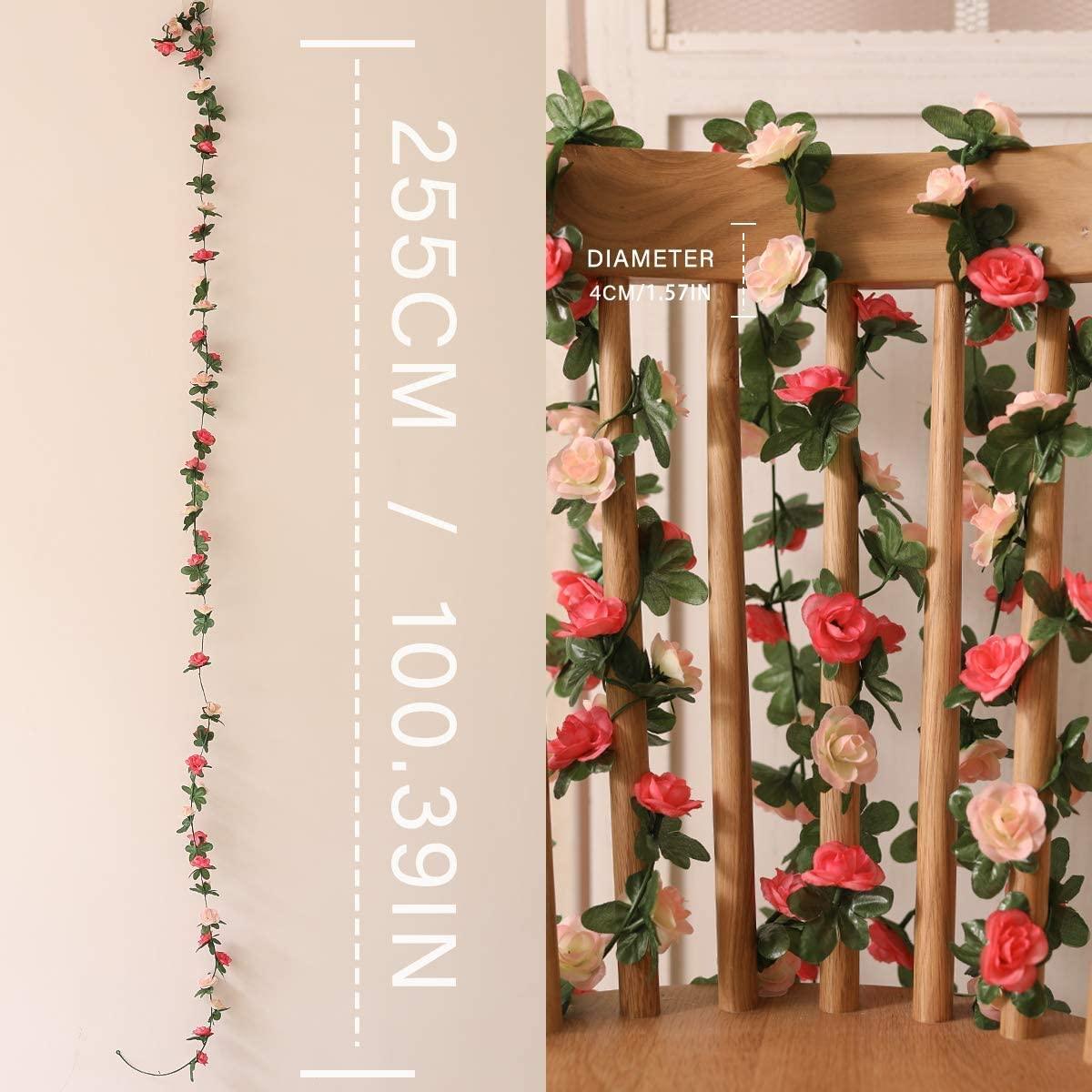 8pcs 65.6Ft Flower Garland, Fake Rose Vine Artificial Flowers Ivy Garland for Wedding Arch - If you say i do