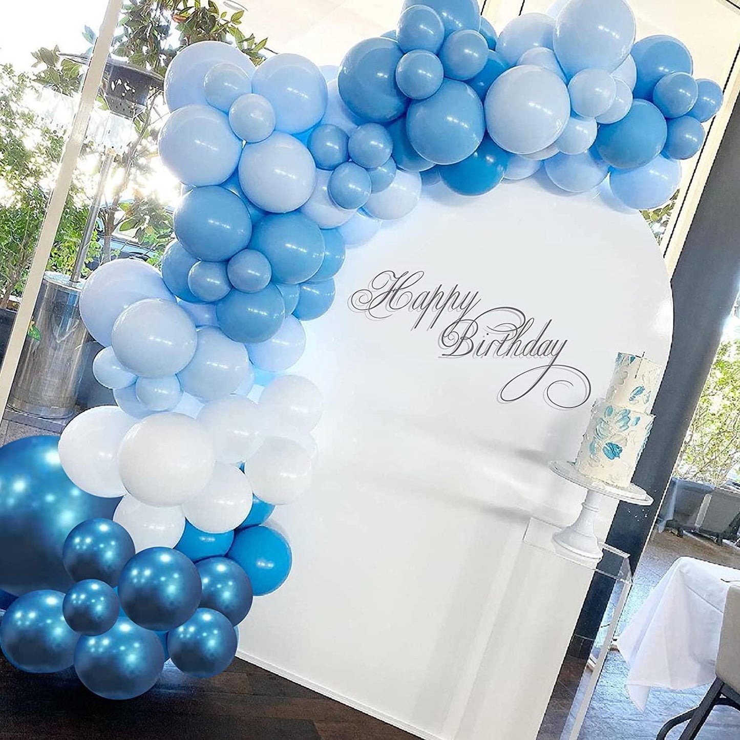 174Pcs Boy's Birthday Different Blue Macaron Size Balloons Garland Kit Dark and Baby Blue Chrome White Balloons for Baby Shower - If you say i do