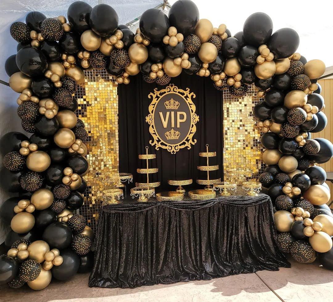 136Pcs DIY Gold and Black Garland Balloons Kits with 18/10/5/Inch Metallic Chrome Balloons for Birthday Party - If you say i do