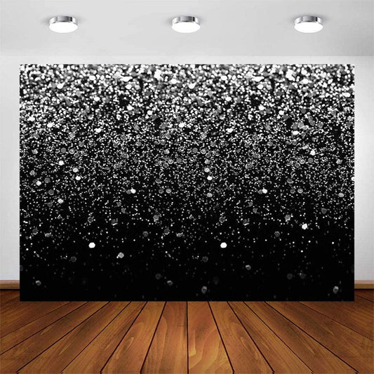 Silver Black Backdrop Birthday Party Silver Black Themed Photography Background Silver Dots Decorations - If you say i do