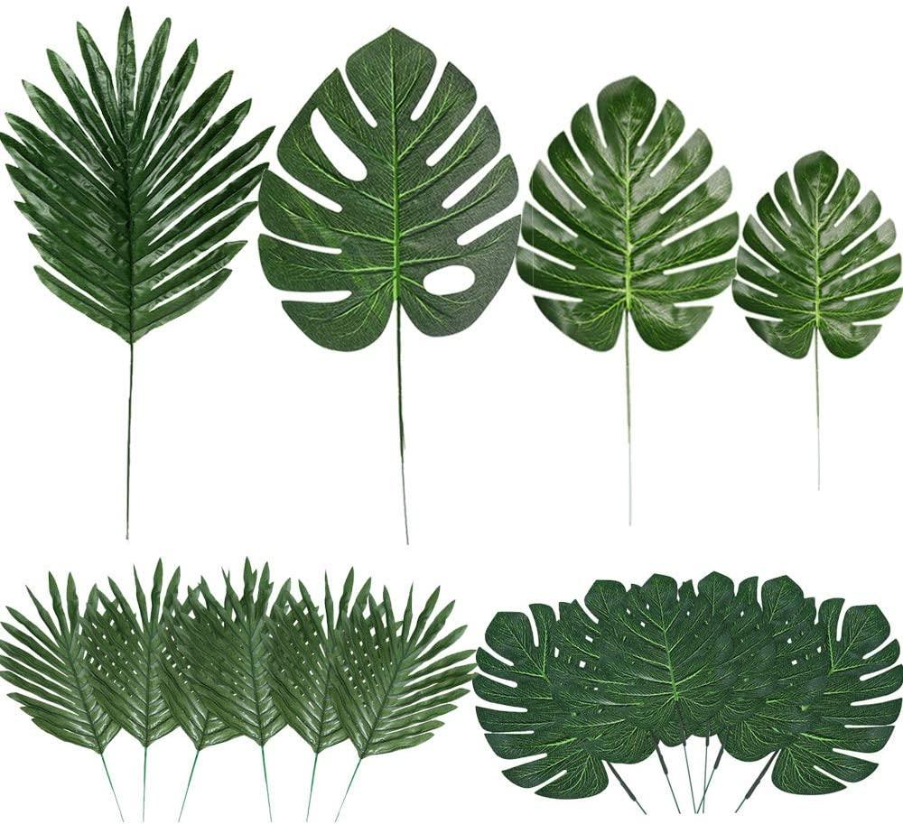 60 Pieces 4 Kinds Artificial Tropical Plant Leaves Monstera Leaves Safari Leaves for Hawaiian Luau Party Decorations - If you say i do