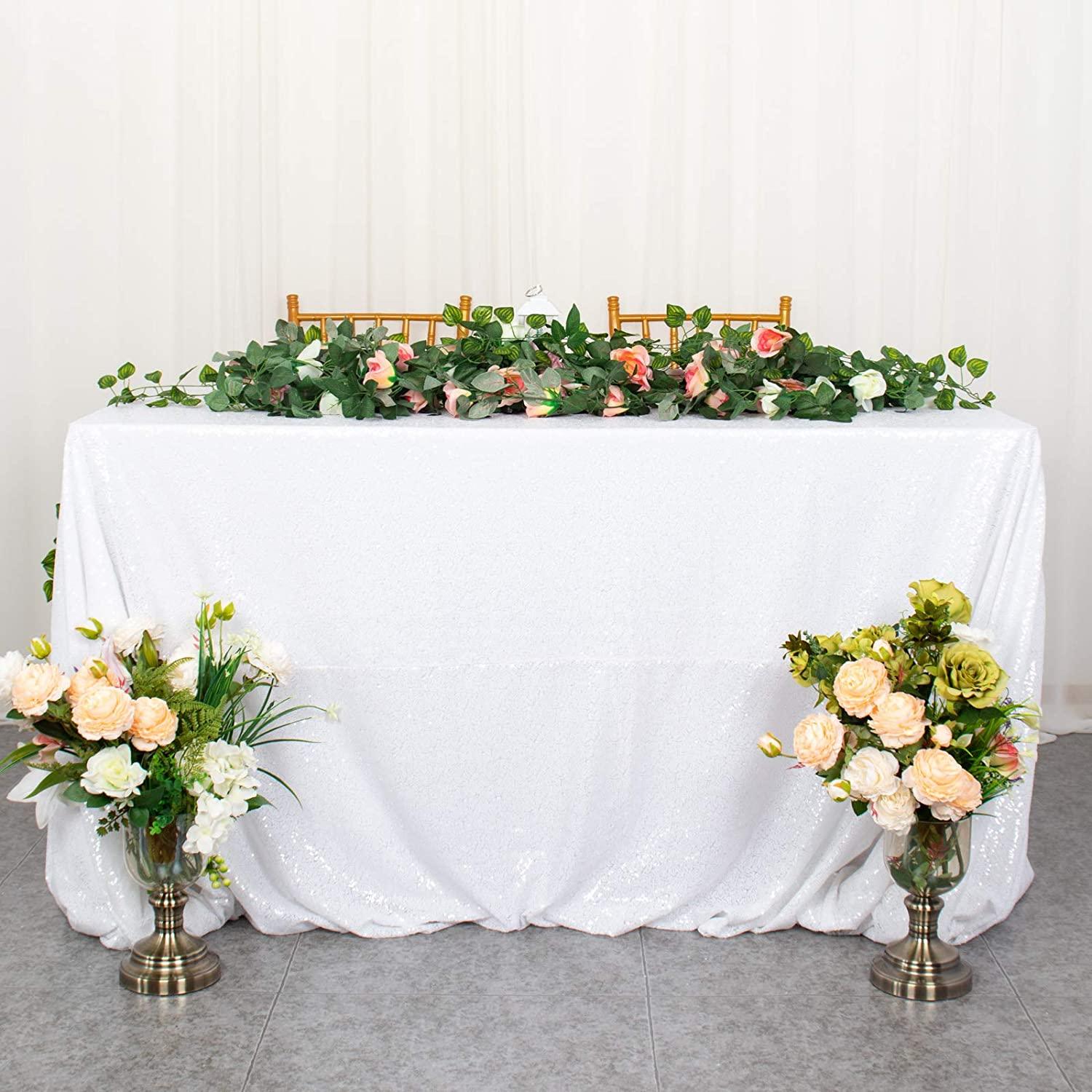 60x102-Inch Rectangle Sequin Tablecloth Wine Table Cover Decorations for Weddings Party Baby Shower Decorations - If you say i do