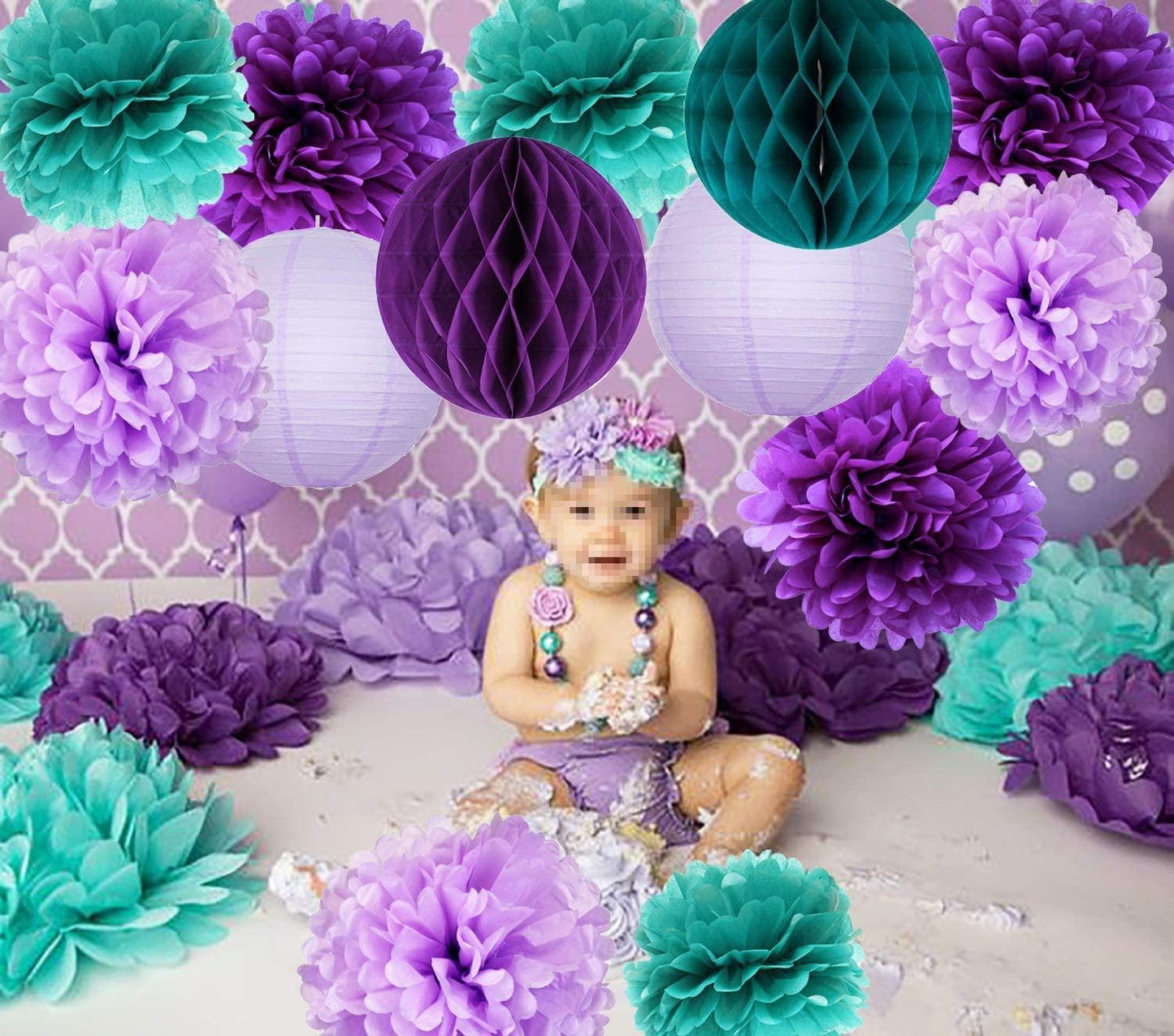 9pcs Paper Pom Poms Flowers Mermaid Party Under The Sea Decor Birthday Baby Shower Wedding Party Decoration - If you say i do