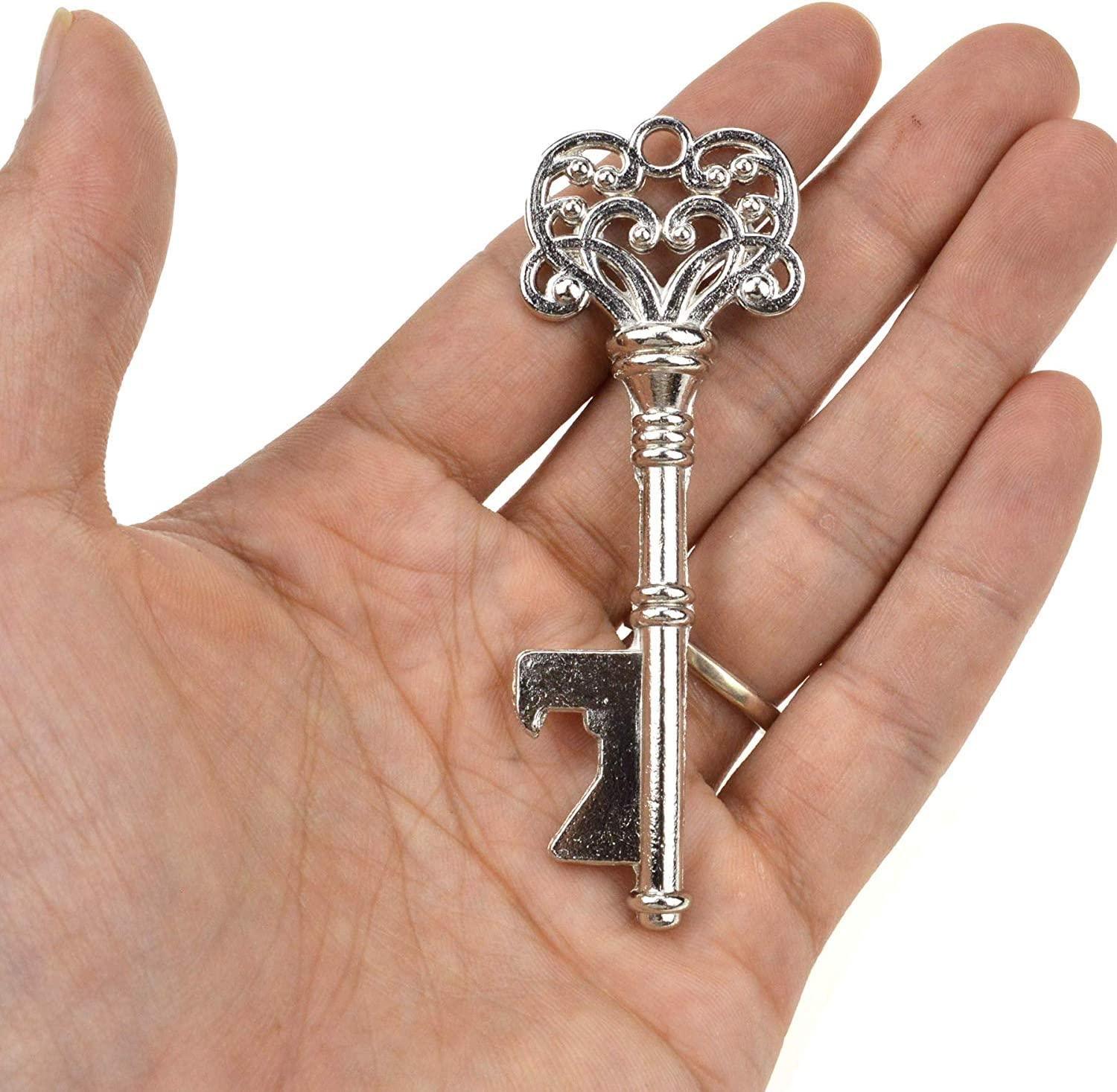 50pcs Wedding Favors Skeleton Key Bottle Opener with Escort Tag Card