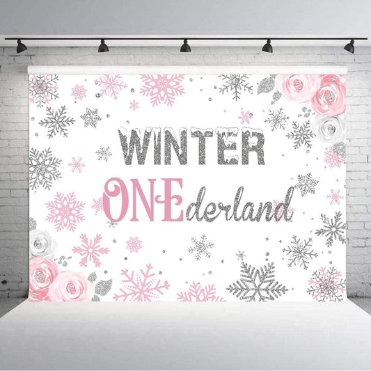 Winter Onederland Backdrop, Newborn Baby Girl's First 1st Christmas Birthday Snowflake Background Photography - If you say i do