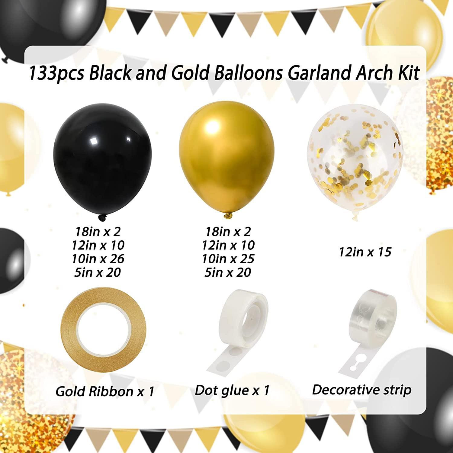 133pcs Black and Gold Balloons Garland Arch Kit, Black Metal Gold and Metallic Confetti Gold Balloons for Graduation - If you say i do