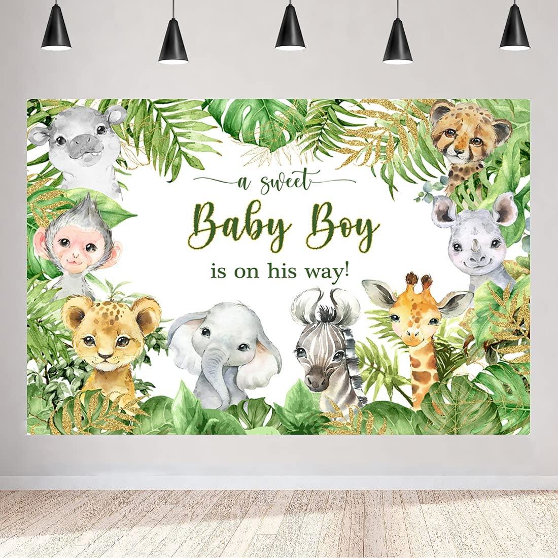 It's a boy baby shower stickers jungle safari animals bright colors