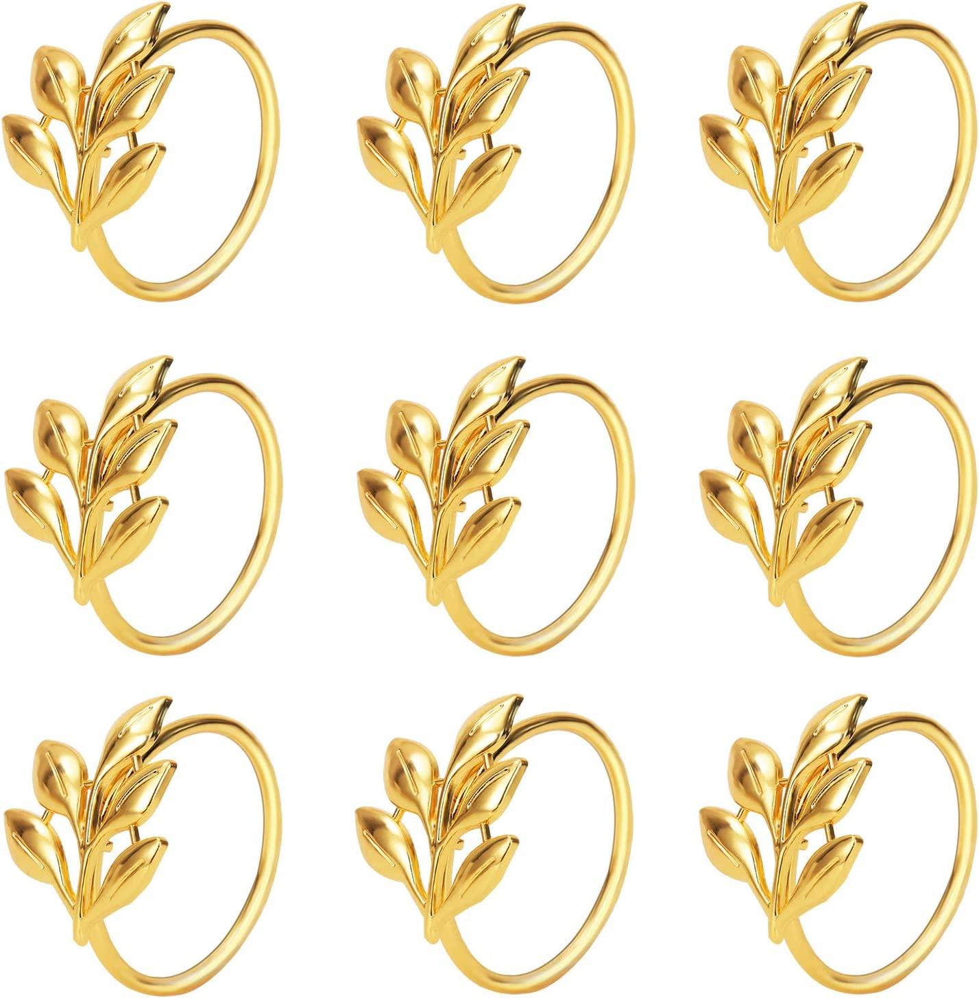 20Pcs Gold Leaf Napkin Rings - Elegant Gold Napkin Ring for Wedding Table Napkins - If you say i do