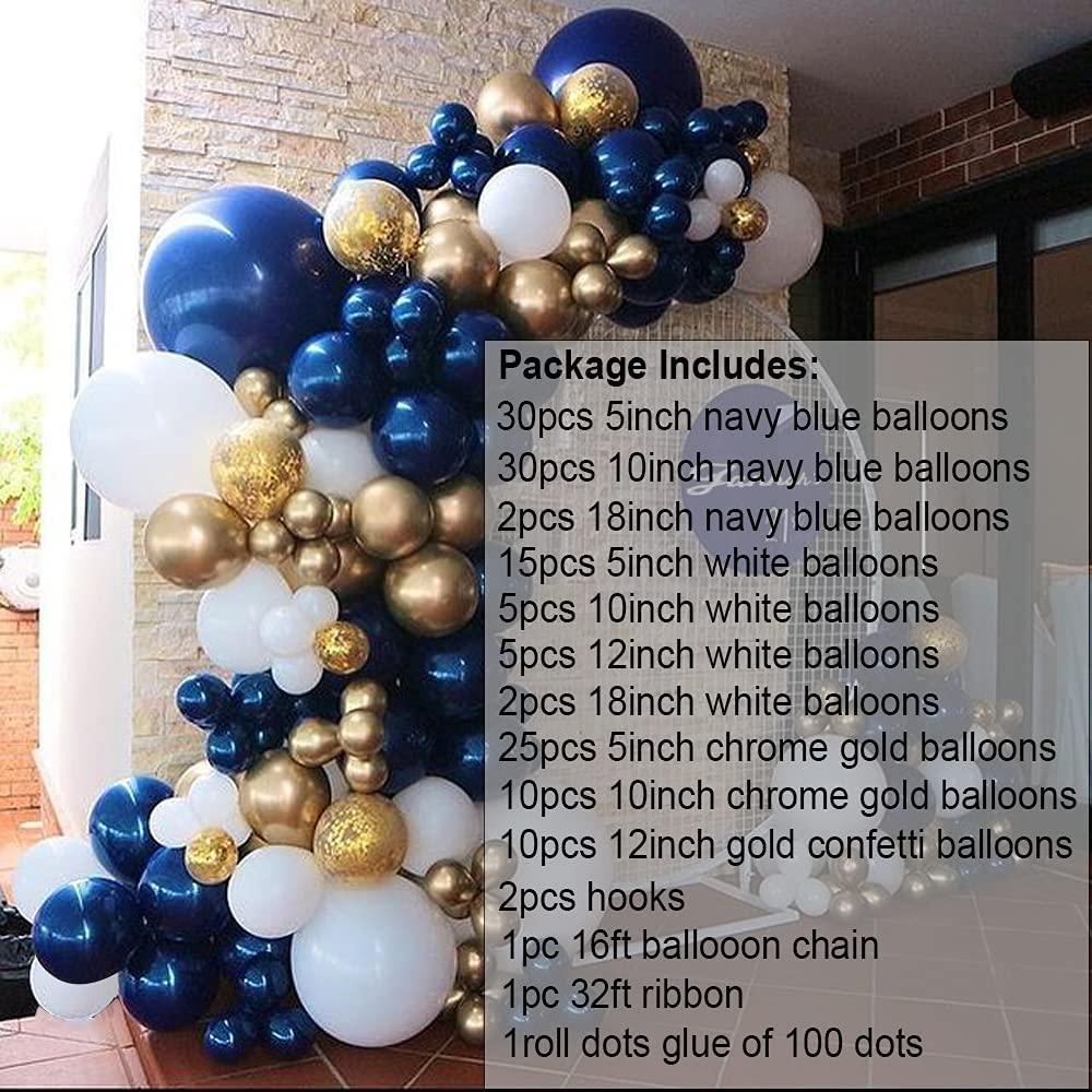 Balloon Arch & Garland Kit, 120pcs Black, White, Gold Confetti Metal Latex  Balloon, Balloon Strip Tape for Wedding Birthday Grad Party Decor 