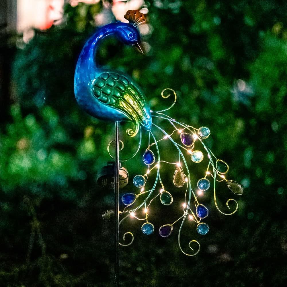 Metal Peacock Solar Garden Lights Stakes, Waterproof Garden Solar Outdoor Lights - If you say i do