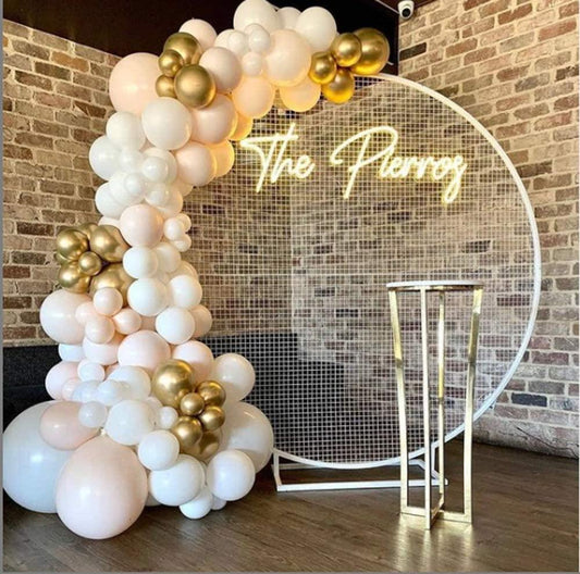 White Gold Arch Garland Kit - 124Pcs Chrome Gold White and Double Skin with White Balloons - If you say i do