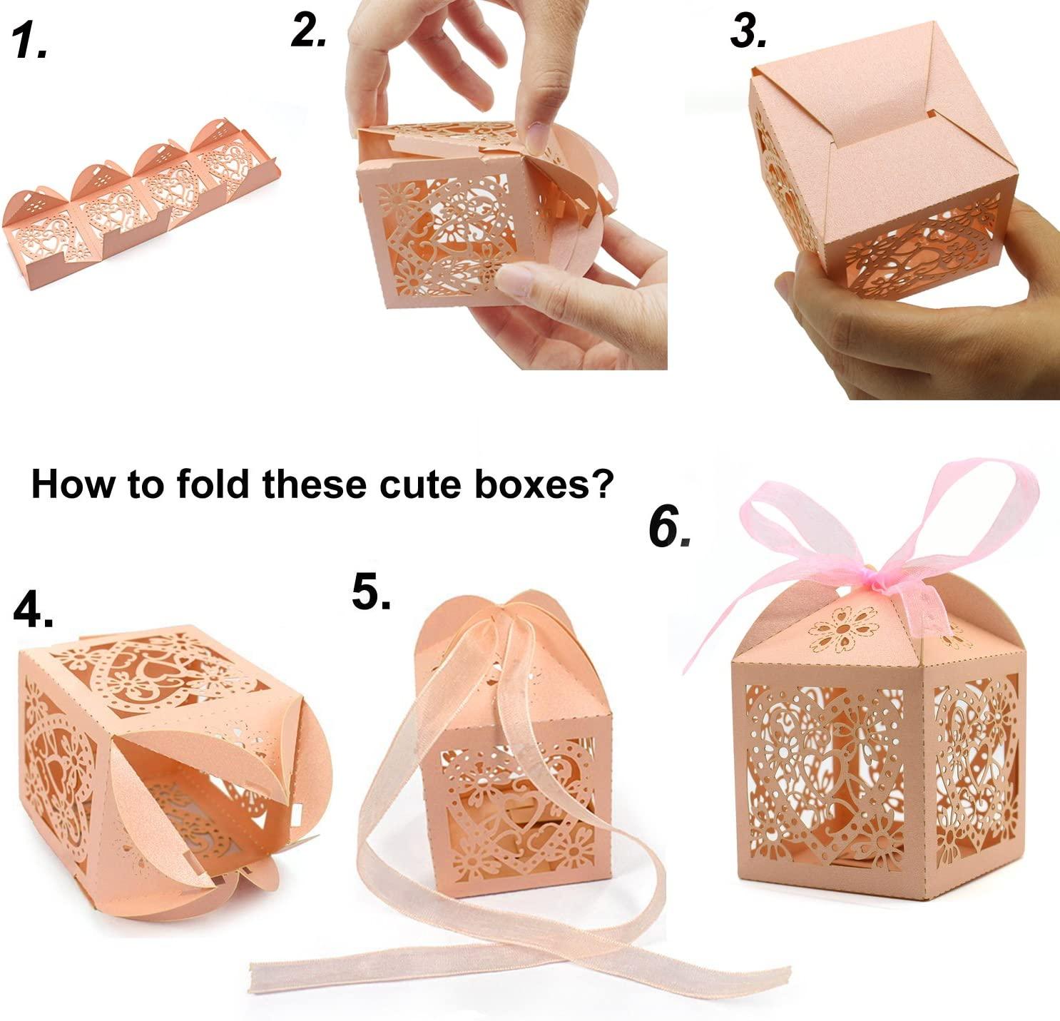 100pcs Wedding Favor Boxes Laser Cut boxes Party Favor Box Small Gift Boxes  Lace Candy Boxes for Wedding