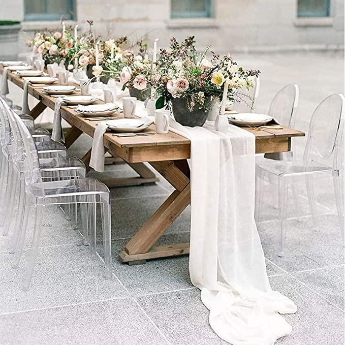 10ft White Chiffon Table Runner for Wedding - White Table Runner, Sheer Party Decor, Rustic Runners - If you say i do