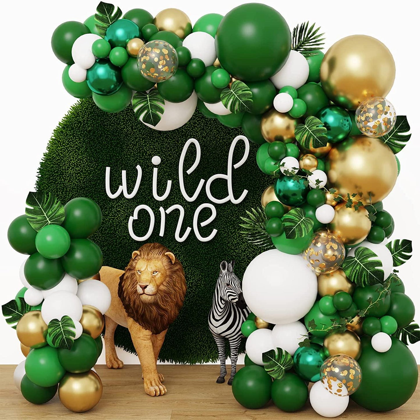 152pcs Jungle Party Balloons Garland Arch Kit Green Gold Balloon Arch Tropical Theme Party Decorations - If you say i do