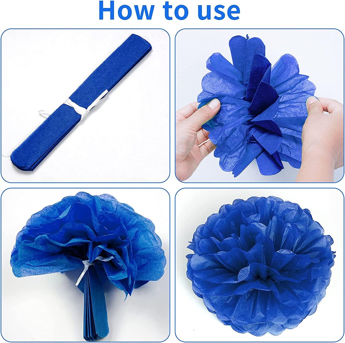 18PCS Royal Blue Tissue Paper Pom Poms Navy Party Decorations - If you say i do