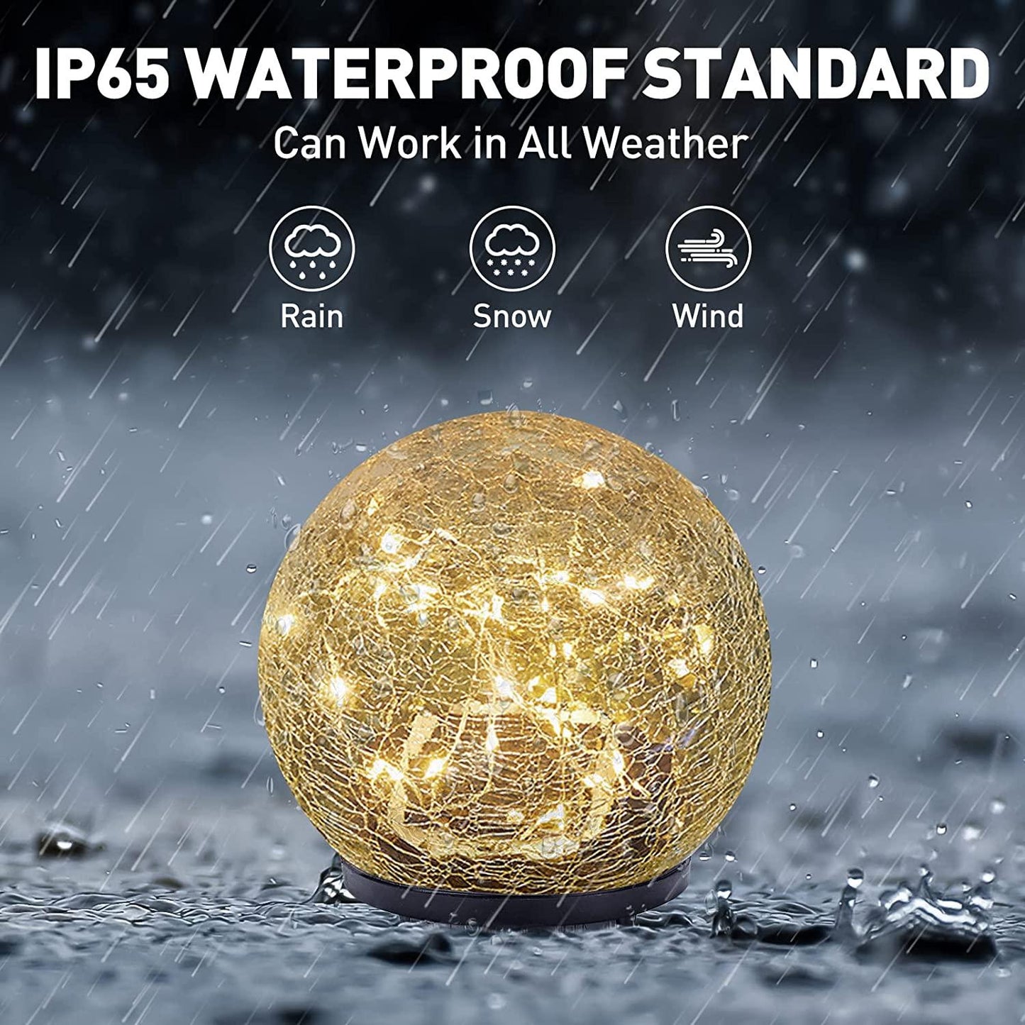 Garden Solar Lights, Cracked Glass Ball Waterproof Warm White LED for Outdoor Decor - If you say i do