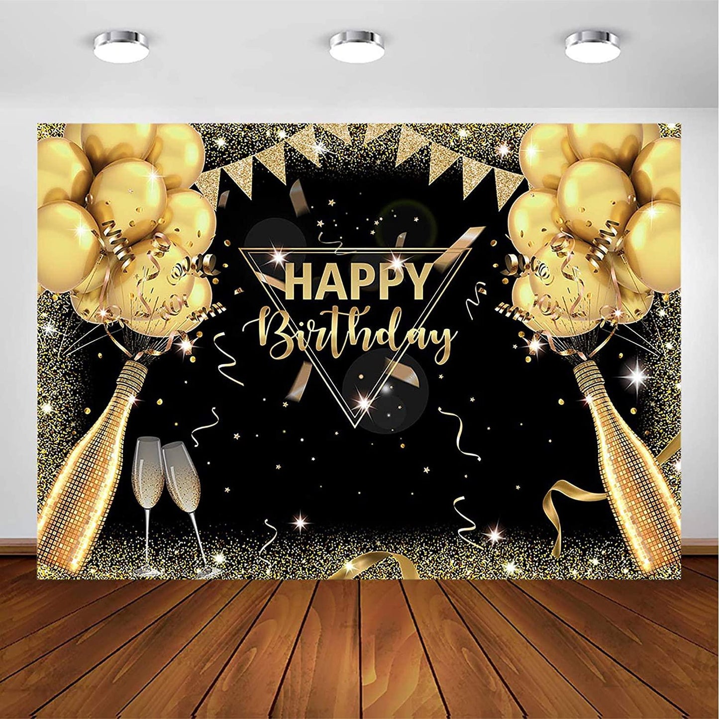Black Gold Birthday Backdrop for Adult Men Woman Party Decorations Surprise Balloon - If you say i do