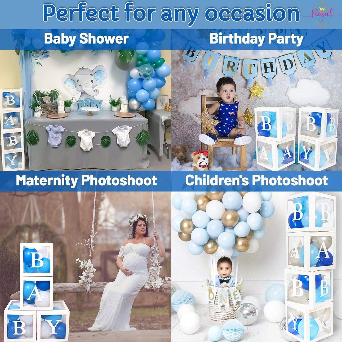 82PCS Baby Shower Decorations For Boy Kit - Jumbo Transparent Baby Block Balloon Box, Gender Reveal Decor 1st Birthday Party Backdrop - If you say i do